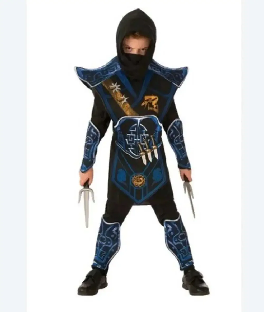Kids Blue Ninja Samurai Halloween Costume Size Large Armor Set